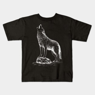 Howling Wolf (White) Kids T-Shirt